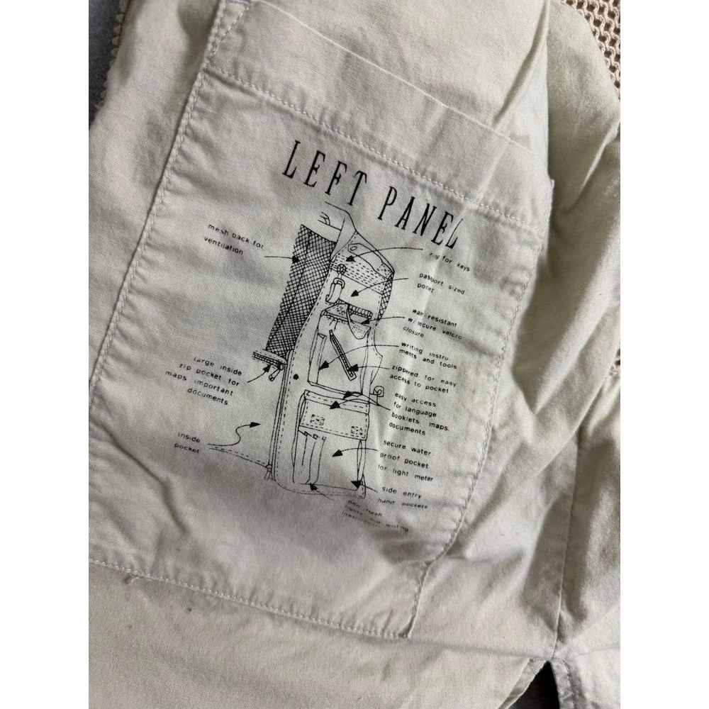 Banana Republic Vintage Photo Journalist Utility Vest Khaki Cotton Mens fits L